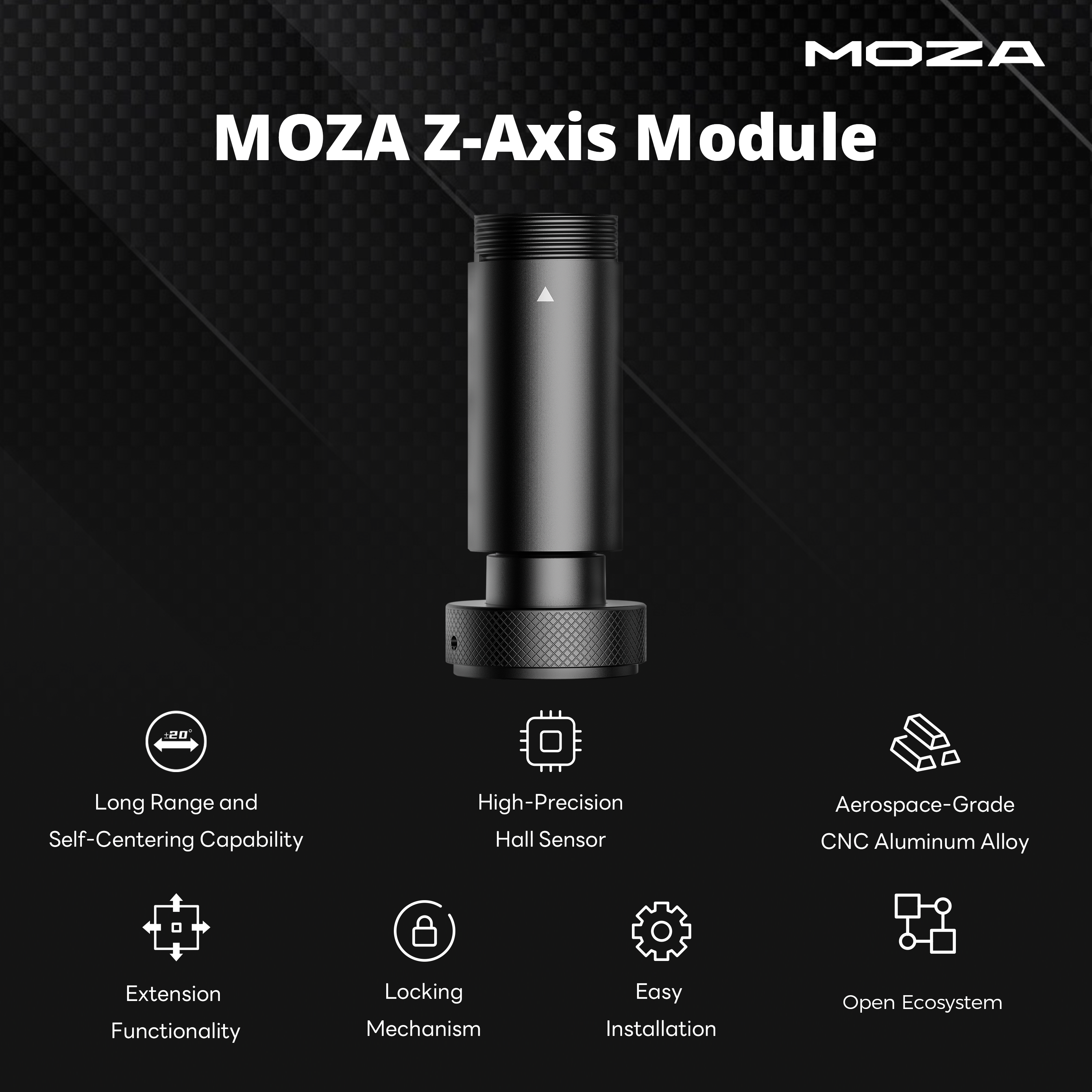 A large marketing image providing additional information about the product MOZA Flight Z-Axis Module - Additional alt info not provided